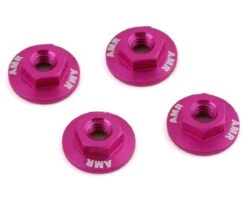 AMR 4mm Aluminum Serrated Flange Nut (Red) (4)