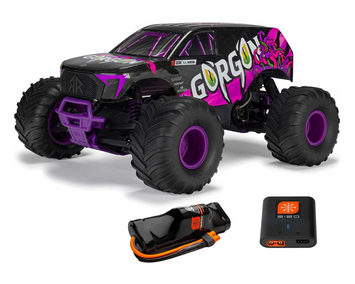 Arrma Gorgon 4X2 MEGA 550 1/10 RTR Brushed Monster Truck (Purple) W/SLT2 2.4GHz Radio, Battery & Charger 4 Arrma Gorgon 4X2 MEGA 550 1/10 RTR Brushed Monster Truck (Purple) W/SLT2 2.4GHz Radio, Battery & Charger - Image 2