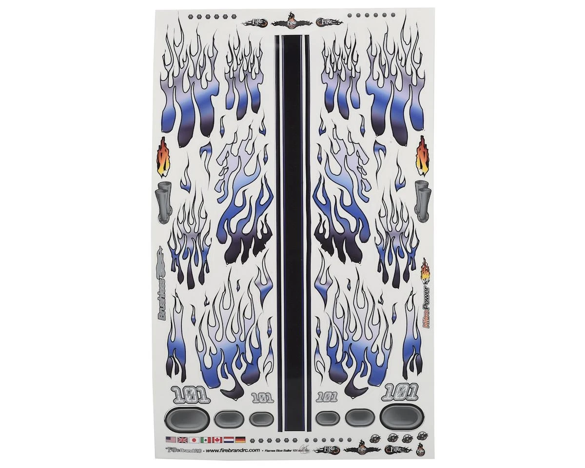 Firebrand RC Flames Ballers Decal Sheet (Blue) (8.5x14") 3 Firebrand RC Flames Ballers Decal Sheet (Blue) (8.5x14")