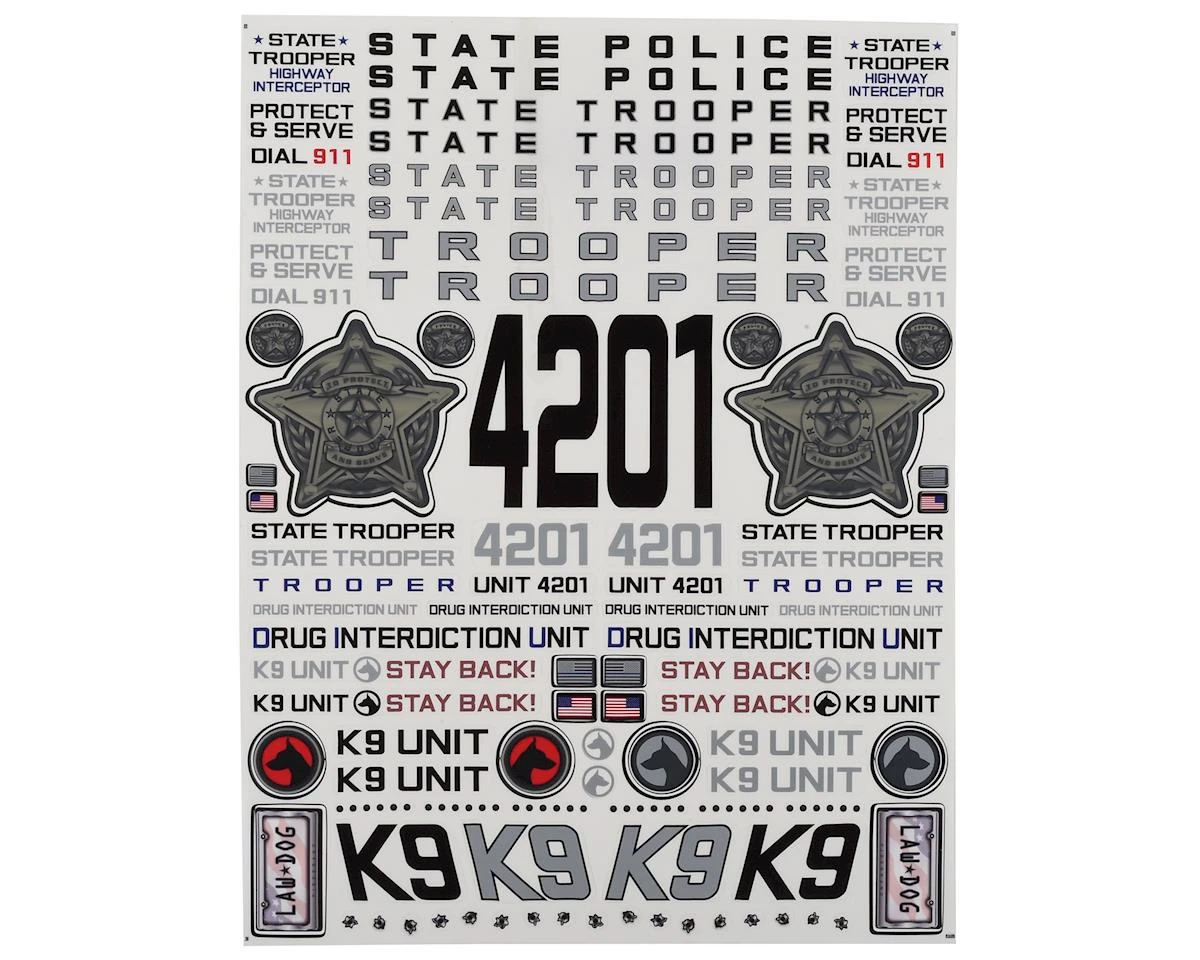 Firebrand RC State Trooper Decal Sheet (8.5x11") 3 Firebrand RC State Trooper Decal Sheet (8.5x11")