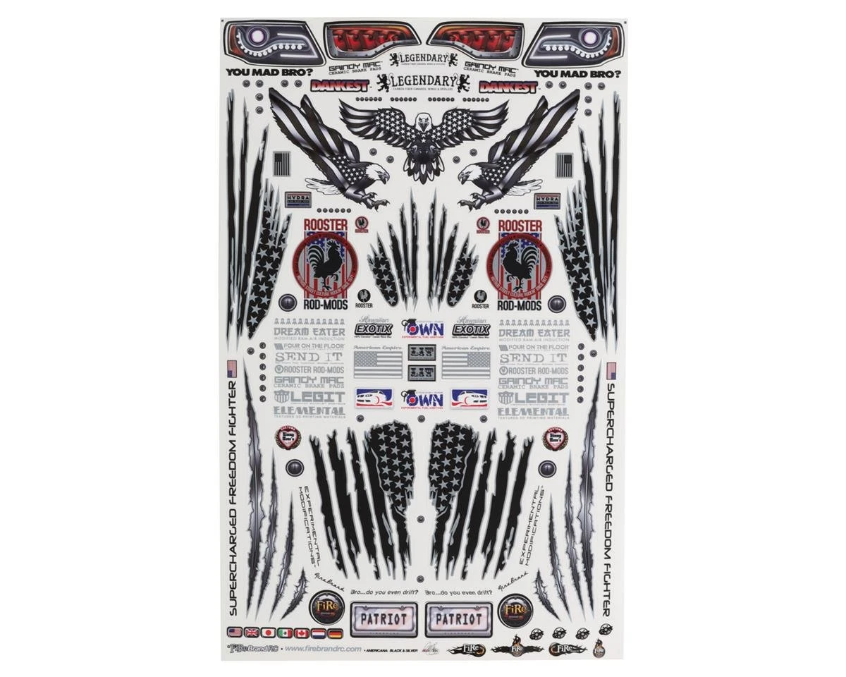 Firebrand RC Americana Decal Set (Black W/Silver Outlines) 4 Firebrand RC Americana Decal Set (Black W/Silver Outlines) - Image 2