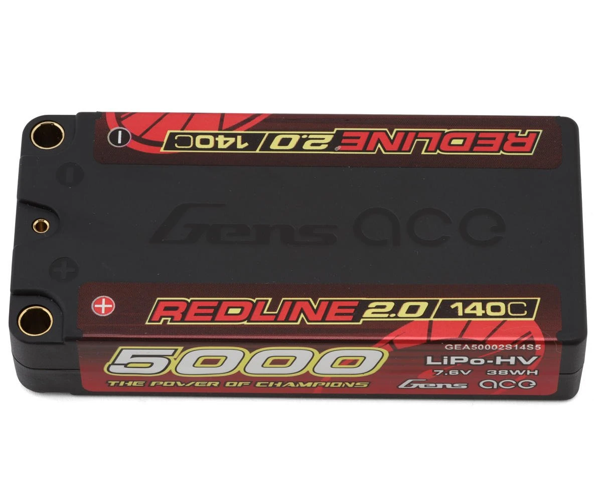 Gens Ace Redline 2.0 2S Shory LiHV Battery 140C (7.6V/5000mAh) W/5mm Bullets 3 Gens Ace Redline 2.0 2S Shory LiHV Battery 140C (7.6V/5000mAh) W/5mm Bullets