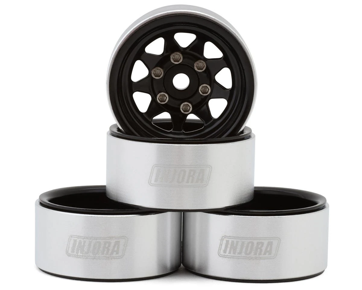Injora 1.0" Deep Dish Stamped Steel Micro Rock Crawler Beadlock Wheels (15g Ea) (Black) (4) 5 Injora 1.0" Deep Dish Stamped Steel Micro Rock Crawler Beadlock Wheels (15g Ea) (Black) (4) - Image 3