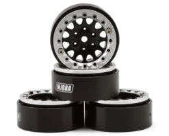 Injora 1.3" D-Slot Aluminum Micro Crawler Beadlock Wheels (27g Ea) (Grey/Black) (4)