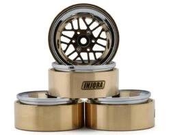 Injora 1.3" ModuWheel Brass & Aluminum Micro Rock Crawler Beadlock Wheels (43g Ea) (Gold/Chrome) (4)