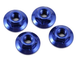 JConcepts 4mm Large Flange Serrated Locking Wheel Nut Set (Blue) (4)
