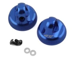 JConcepts Team Associated Fin Aluminum 13mm Shock Collars (Blue) (2)