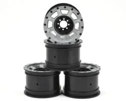 JConcepts Vengeance 2.2 Rock Crawler Wheels (4) (Black/Chrome) W/Caps & Adapters