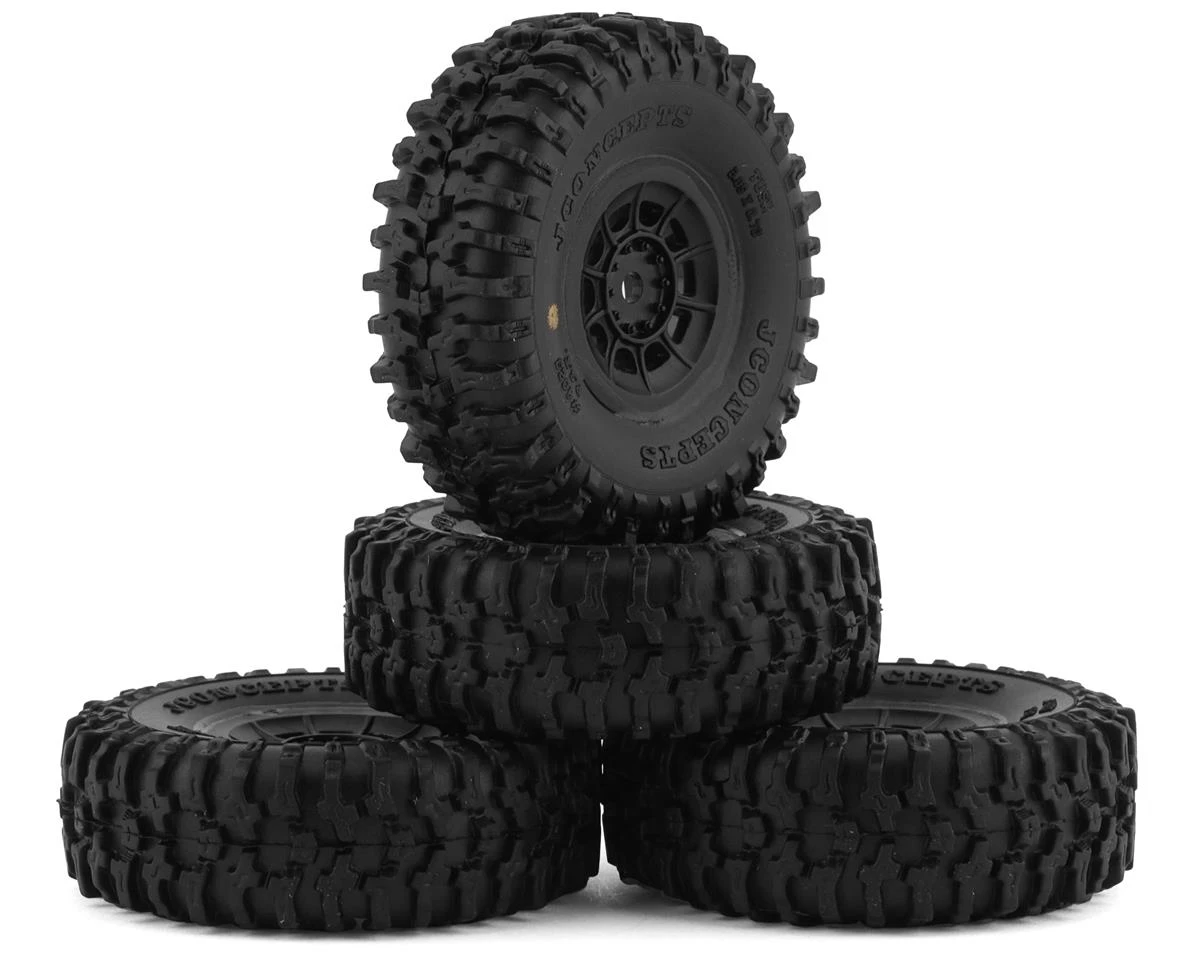 JConcepts Tusk 1.0" Pre-Mounted Tires W/Hazard Wheel (Black) (4) (Gold) W/7mm Hex 3 JConcepts Tusk 1.0" Pre-Mounted Tires W/Hazard Wheel (Black) (4) (Gold) W/7mm Hex