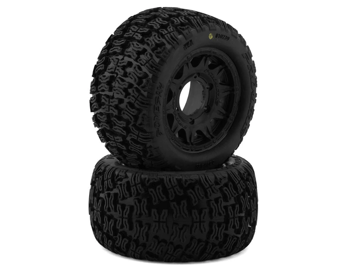 Pro-Line Bonesaw 2.8" Pre-Mounted Tires W/Raid Wheels (2) (Black) W/Removable Hex 3 Pro-Line Bonesaw 2.8" Pre-Mounted Tires W/Raid Wheels (2) (Black) W/Removable Hex