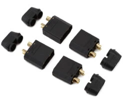 Samix XT90 Connectors (Black) (4 Male) W/Wire Covers