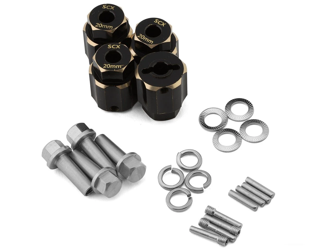 Samix Multi Crawler Extended Heavy Brass Wheel Hex Adapters (4) (Black) (20mm) (123g) 4 Samix Multi Crawler Extended Heavy Brass Wheel Hex Adapters (4) (Black) (20mm) (123g) - Image 2