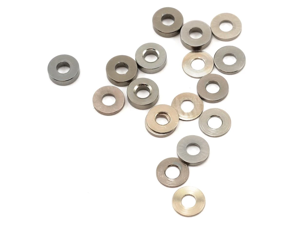 Schumacher 3.7mm Aluminum Pivot Block Shims (18) 3 Schumacher 3.7mm Aluminum Pivot Block Shims (18)