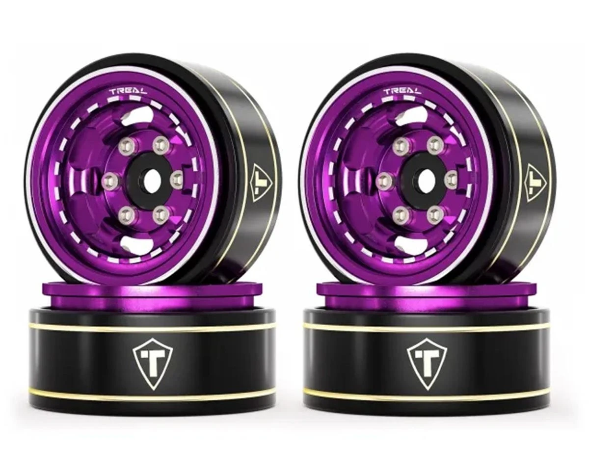 Treal Hobby Type H 1.0" Aluminum 6-Slot Beadlock Wheels (Purple) (4) (28.4g) 4 Treal Hobby Type H 1.0" Aluminum 6-Slot Beadlock Wheels (Purple) (4) (28.4g) - Image 2