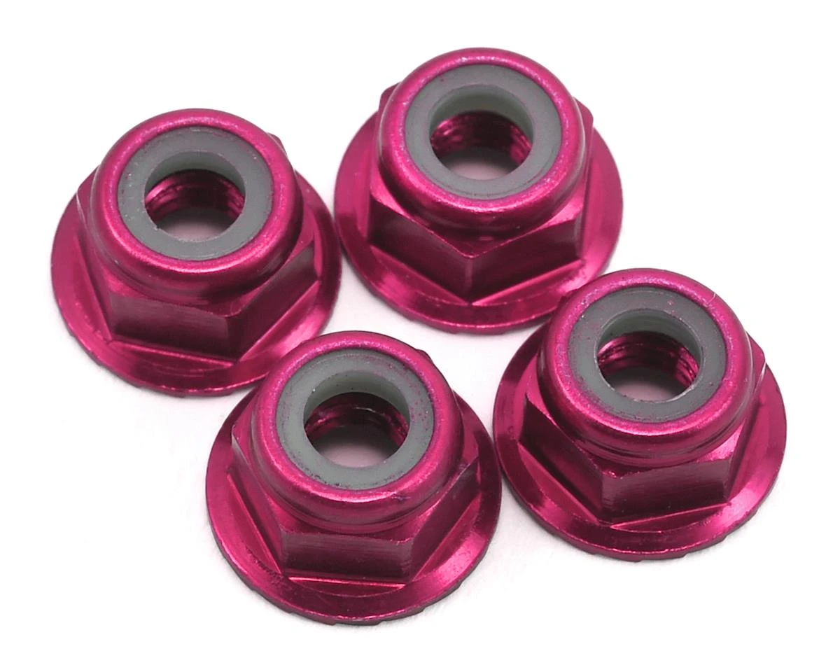 Traxxas 4mm Aluminum Flanged Serrated Nuts (Pink) (4) 3 Traxxas 4mm Aluminum Flanged Serrated Nuts (Pink) (4)