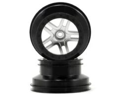 Traxxas Dual Profile Split-Spoke SCT Wheels (Satin Chrome/Black-2) (Slash Front) 12mm Hex