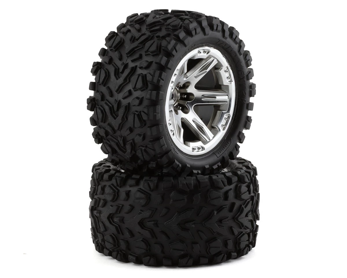 Traxxas Talon EXT 2.8" Pre-Mounted Tires W/RXT Wheels (2) (Chrome) 4 Traxxas Talon EXT 2.8" Pre-Mounted Tires W/RXT Wheels (2) (Chrome) - Image 2