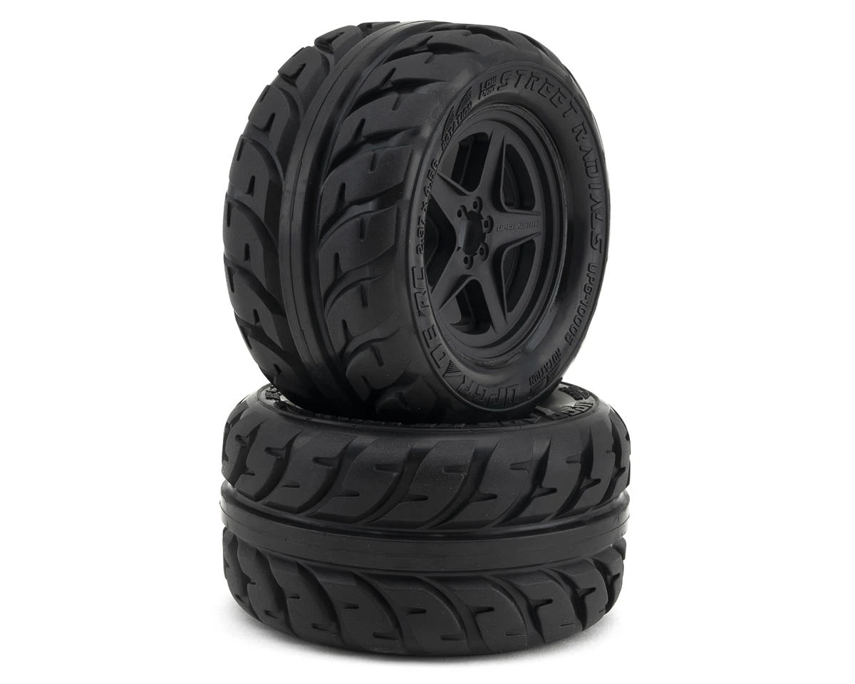 UpGrade RC Low-Pro BELTED Street Radials 2.8" Pre-Mounted On-Road Tires W/5-Star Wheels (2) (17mm/14mm/12mm Hex) 4 UpGrade RC Low-Pro BELTED Street Radials 2.8" Pre-Mounted On-Road Tires W/5-Star Wheels (2) (17mm/14mm/12mm Hex) - Image 2