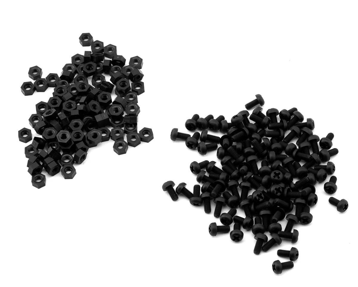 EXcelerate Machined Nylon Screws & Nuts Set (Black) (100) (3x6mm) 3 EXcelerate Machined Nylon Screws & Nuts Set (Black) (100) (3x6mm)