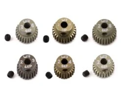 Yeah Racing Hard Coated 64P Aluminum Pinion Gear Set (35, 36, 37, 38, 39, 40T) (3.17mm Bore)