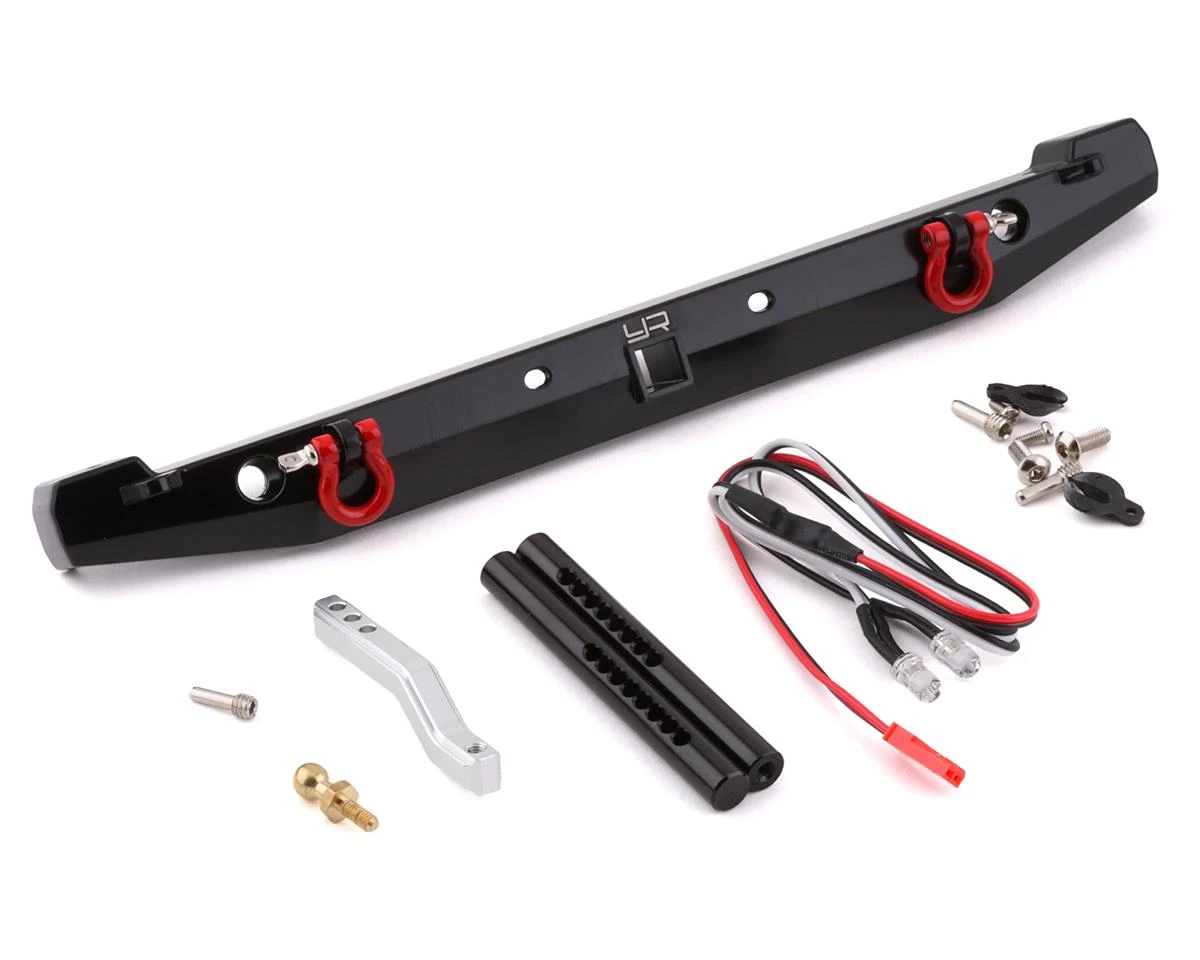 Yeah Racing TRX-4/SCX10 II Aluminum Rear Bumper W/LEDs & Tow Hook (Black) 3 Yeah Racing TRX-4/SCX10 II Aluminum Rear Bumper W/LEDs & Tow Hook (Black)